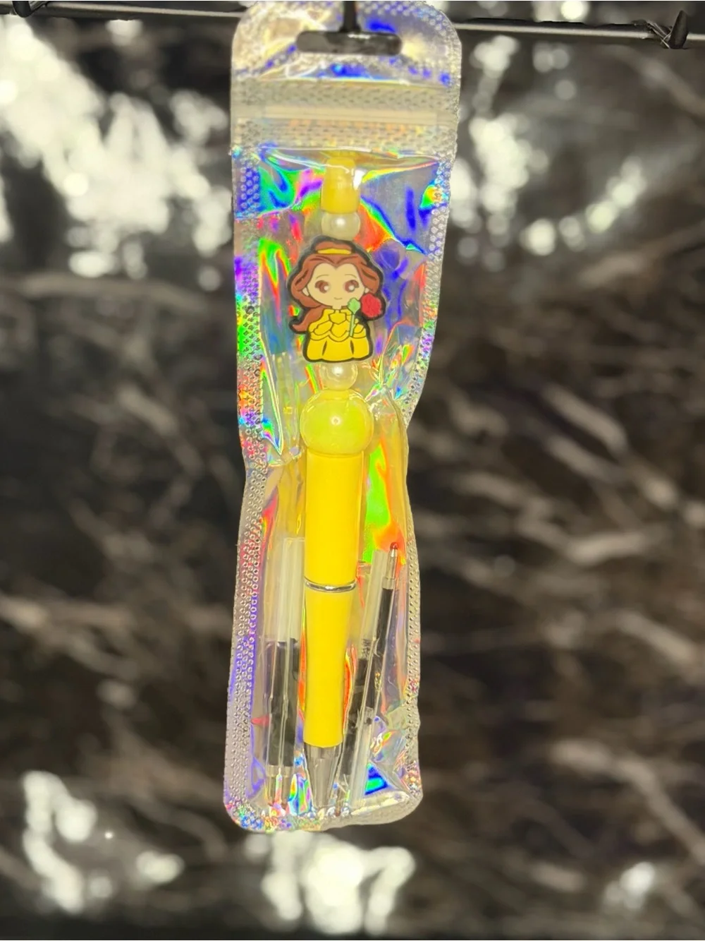 Yellow Belle Princess Focal Bead Pen Black & Blue Ink